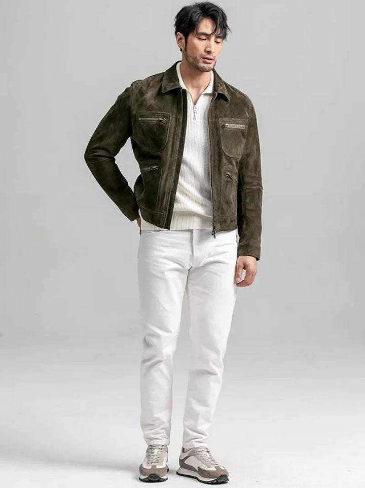 Leather Men's Zipper Suede Jacket | All For Me Today