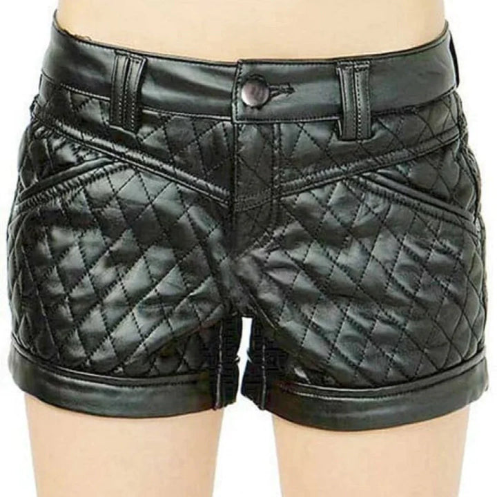 Black Leather Women's Quilted Shorts| All For Me Today