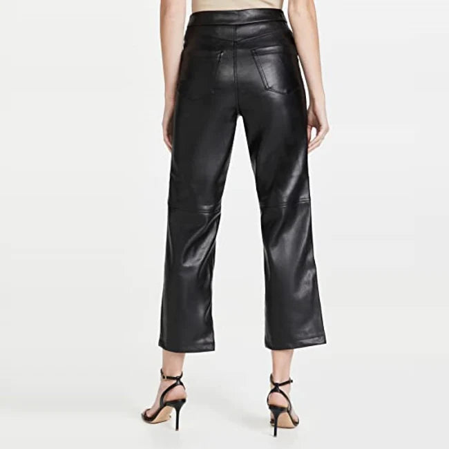 Soft Black Leather Women's Draw Pants| All For Me Today