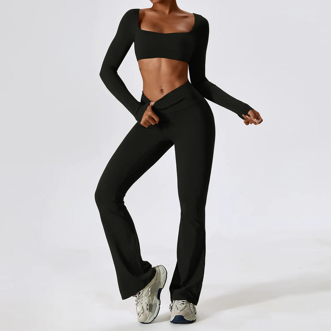 Long Sleeve Women Fitness Crop Bra Suits | All For Me Today