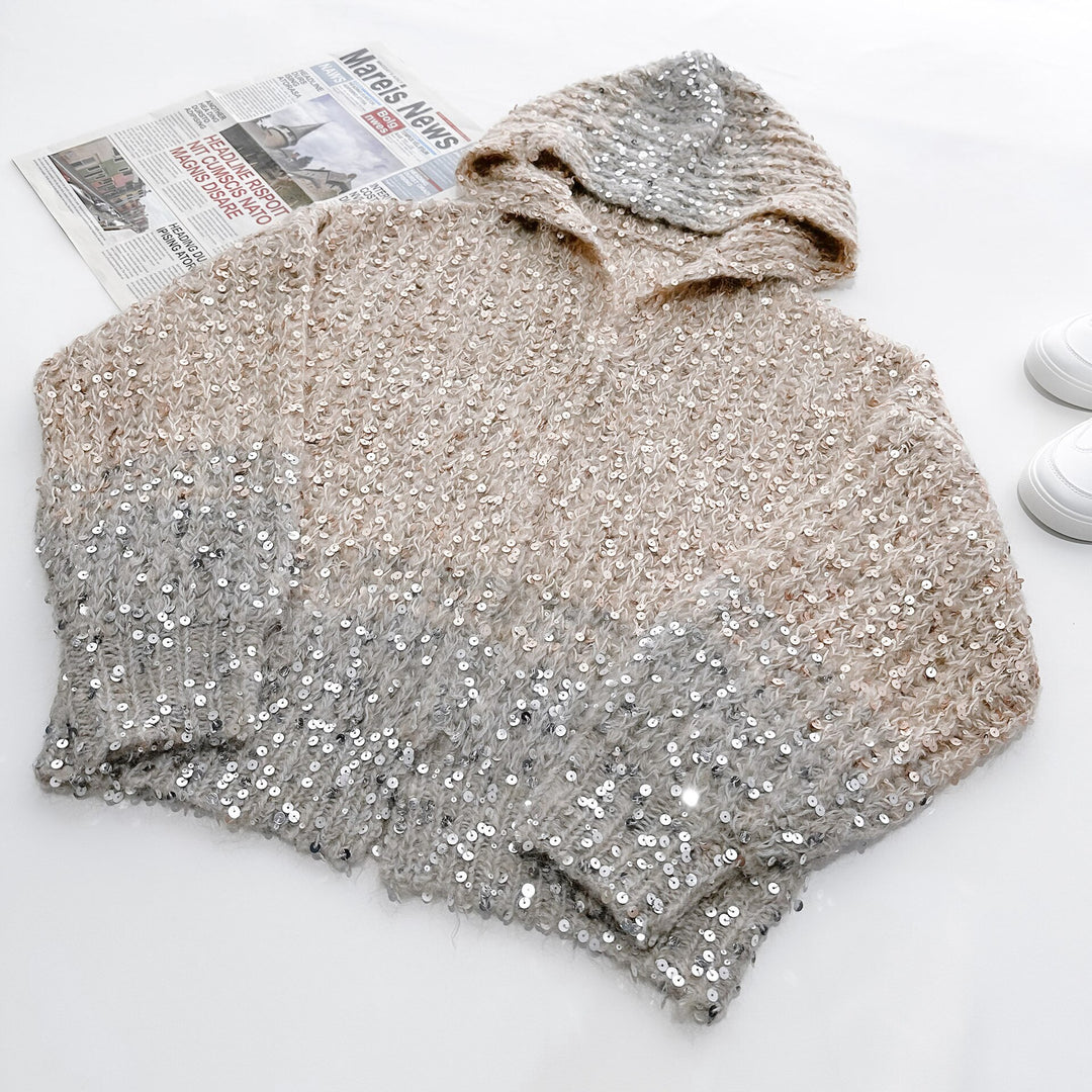 Loose Fashion Women's Sequin Hooded Cardigan | All For Me Today