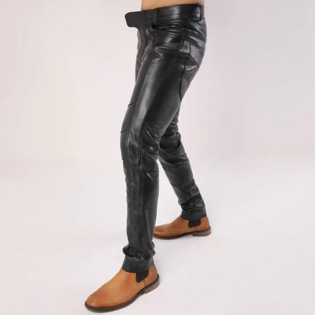 Men's Sheep Leather Pants With Flap Closure | All For Me Today