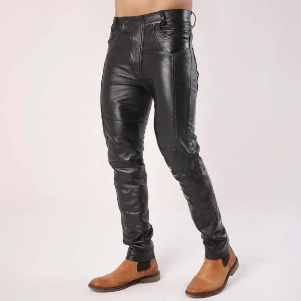 Men's Sheep Leather Pants With Flap Closure | All For Me Today