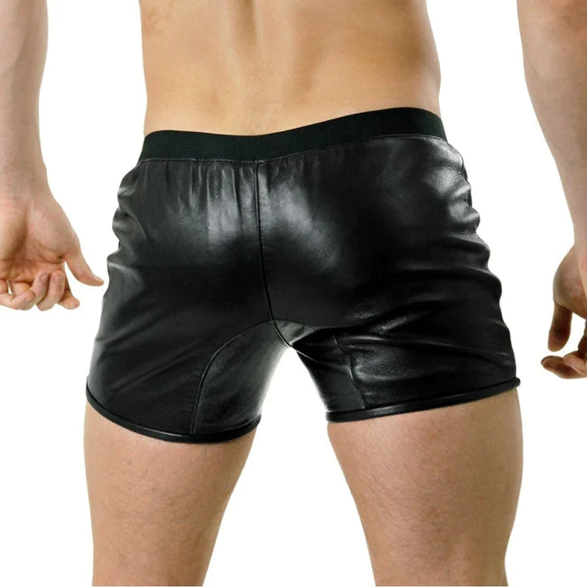 Men's Black Leather Summer Short| All For Me Today