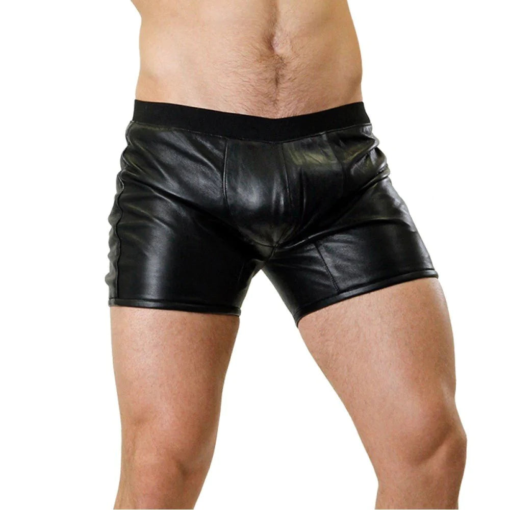 Men's Black Leather Summer Short| All For Me Today