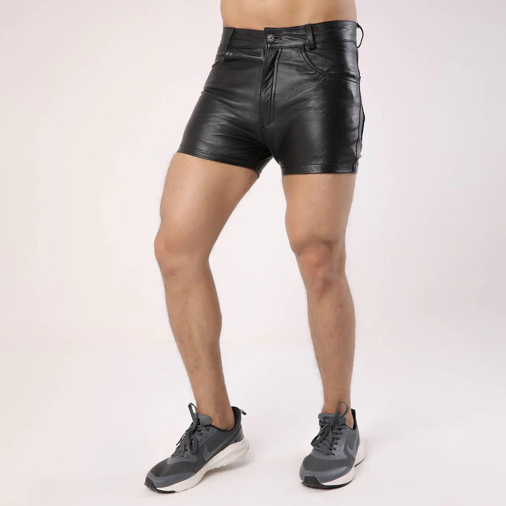 Black Leather Men's Party Shorts| All For Me Today