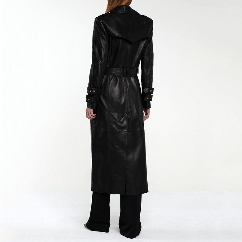 Metal Button Women's Sheepskin Trench Coat | All For Me Today