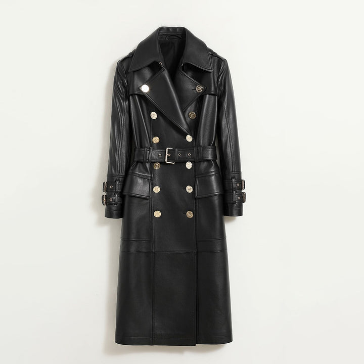 Metal Button Women's Sheepskin Trench Coat | All For Me Today