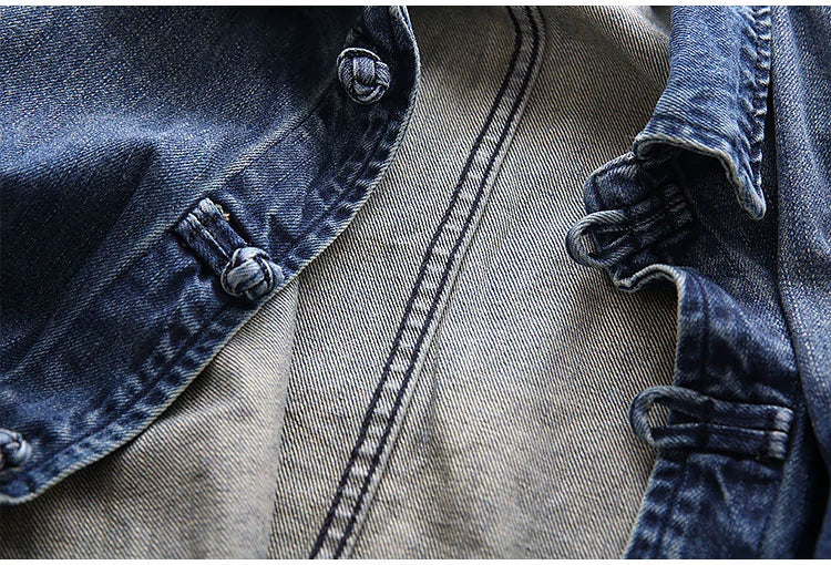 Micro-old Lapel Pocket Denim Jacket