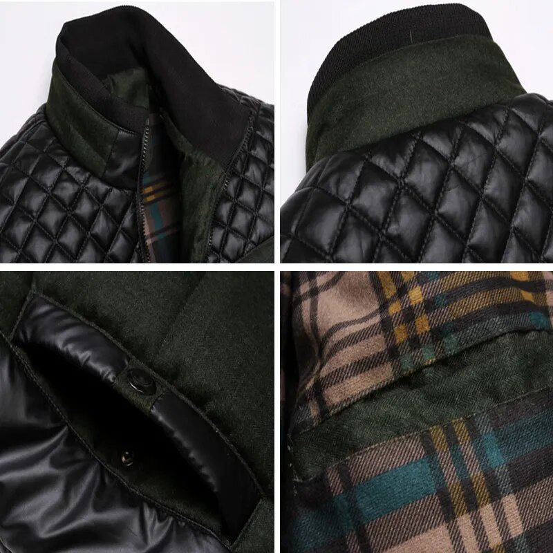 PU Patchwork Men's Parkas Jacket | All For Me Today