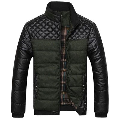 PU Patchwork Men's Parkas Jacket | All For Me Today