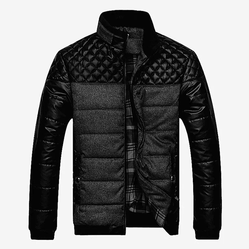 PU Patchwork Men's Parkas Jacket | All For Me Today