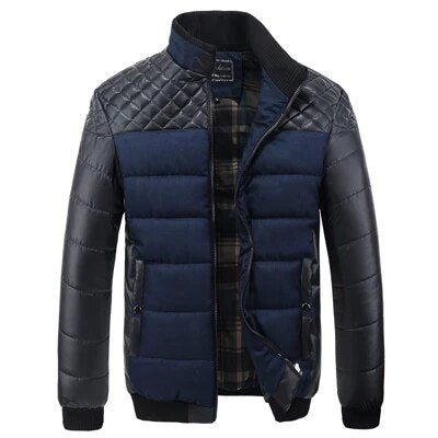 PU Patchwork Men's Parkas Jacket | All For Me Today