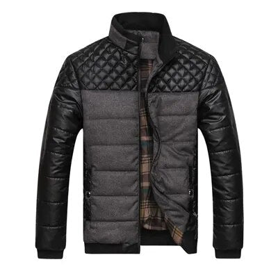 PU Patchwork Men's Parkas Jacket | All For Me Today