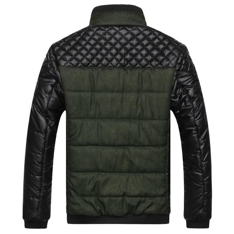 PU Patchwork Men's Parkas Jacket | All For Me Today