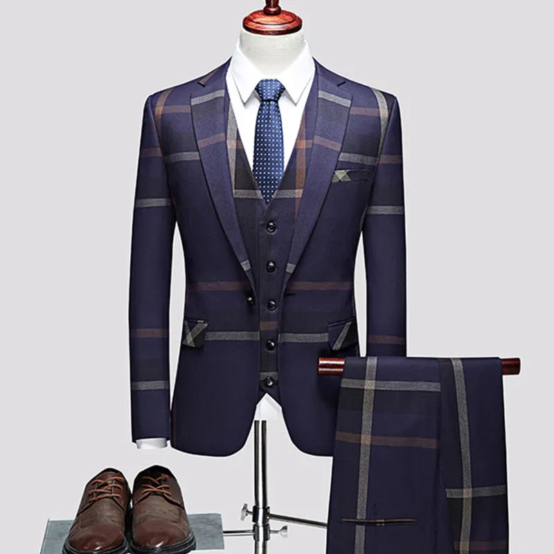 Plaid Trio Men's Formal Suit | All For Me Today