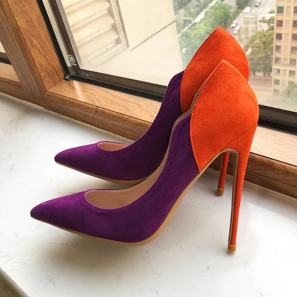 Purple Flock Women High Heel Stiletto Pumps | All For Me Today