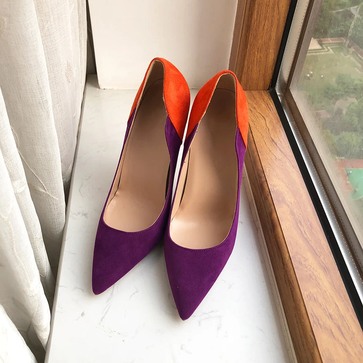 Purple Flock Women High Heel Stiletto Pumps | All For Me Today