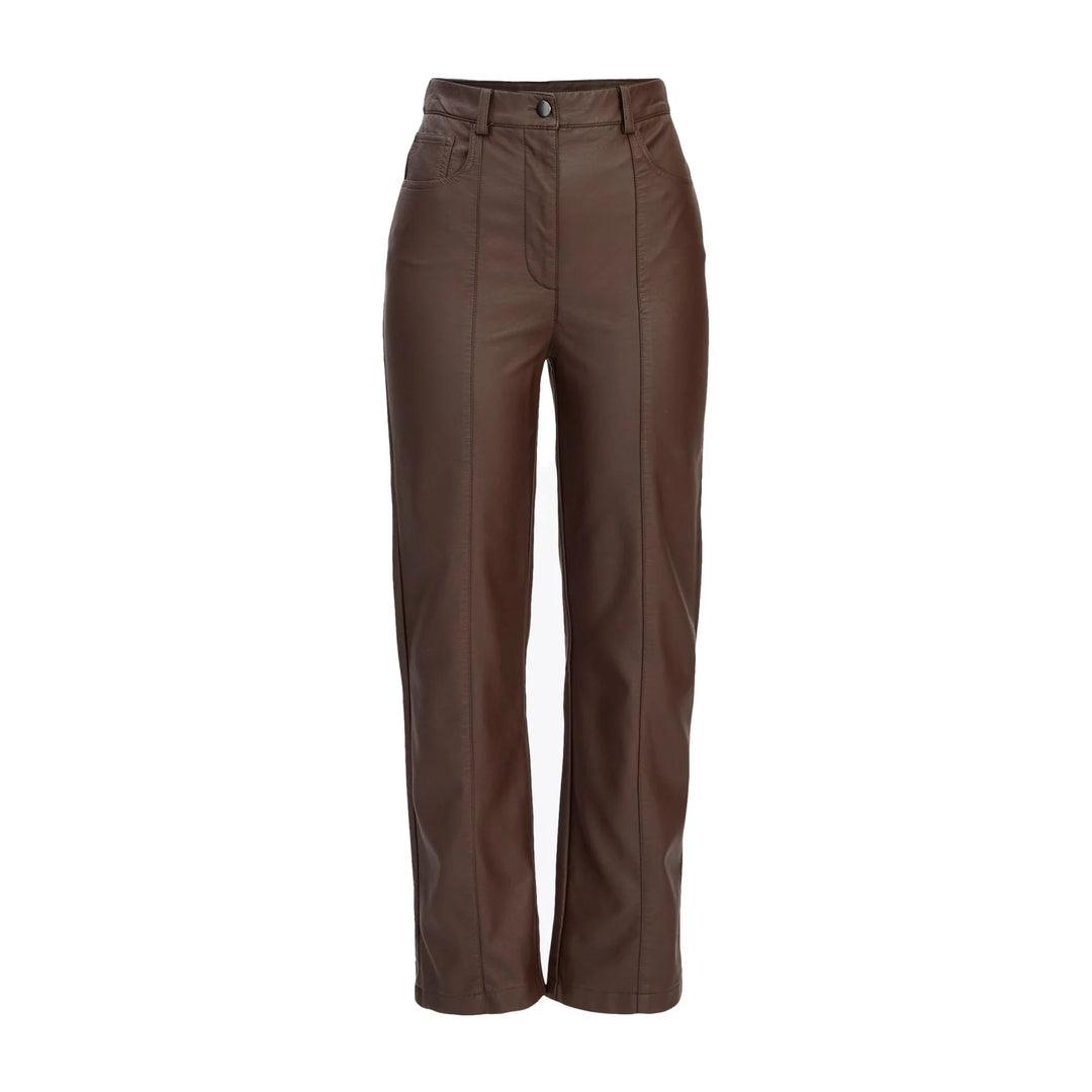 Real Brown Leather Women's Trouser | All For Me Today