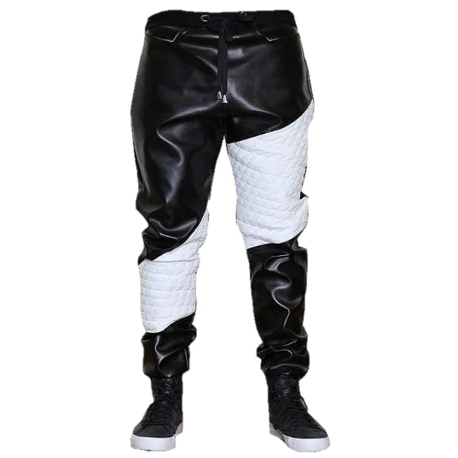 Real Leather Trousers With White Quilted Cow Leather Contrast | All For Me Today