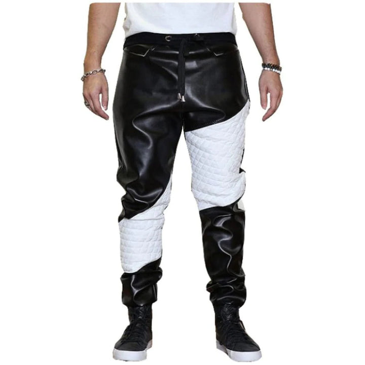 Real Leather Trousers With White Quilted Cow Leather Contrast | All For Me Today