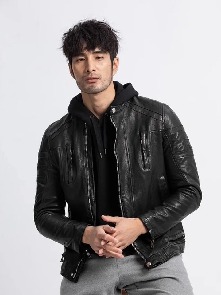 Real Sheep Leather Men's Biker Jacket | All For Me Today