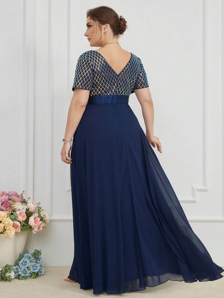 Rhombus Sequin Plus Size Women's Maxi Dress | All For Me Today