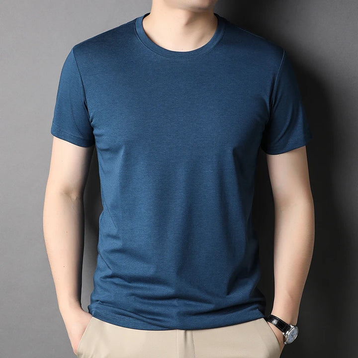 Round Collar Men's Mulberry Silk Tee | All For Me Today