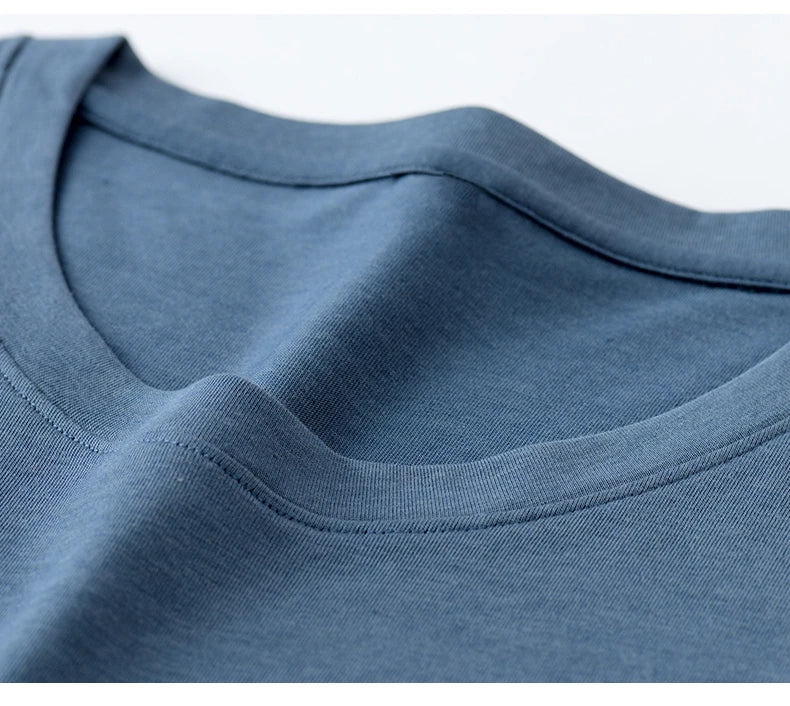 Round Collar Men's Mulberry Silk Tee | All For Me Today