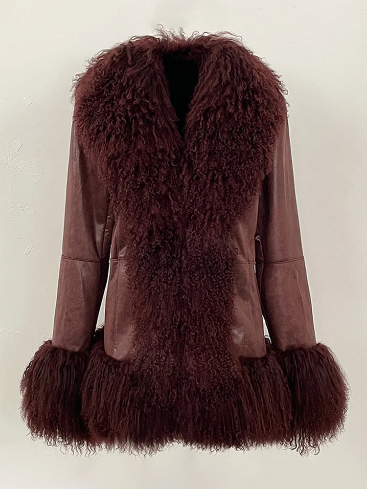 Real Natural Mongolia Sheep Fur Jacket