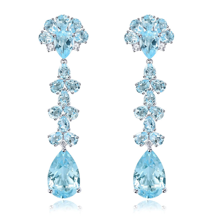 Natural Sky Blue Topaz Stud Earrings