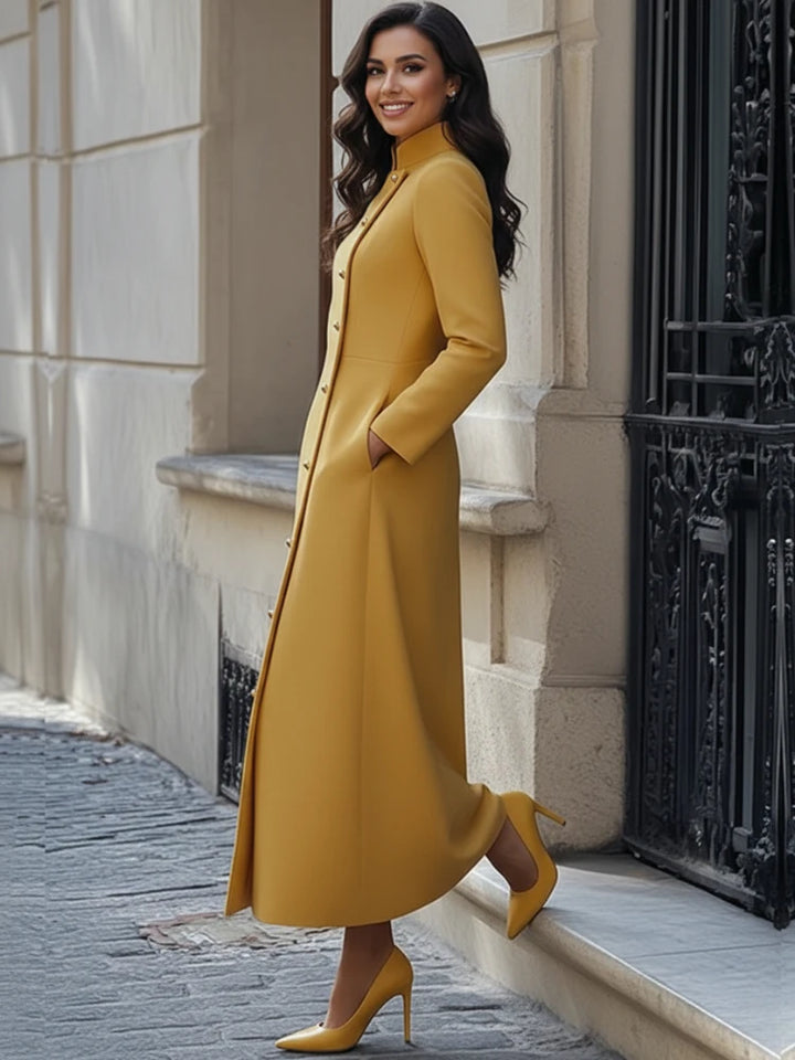 Stylish Diagonal Buttoned Maxi Dress