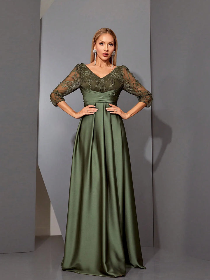 Stunning V-neck Embroidered Dress