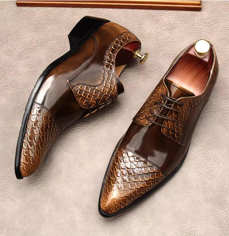 Handsome Embossed Fish Scale Patterned Shoes