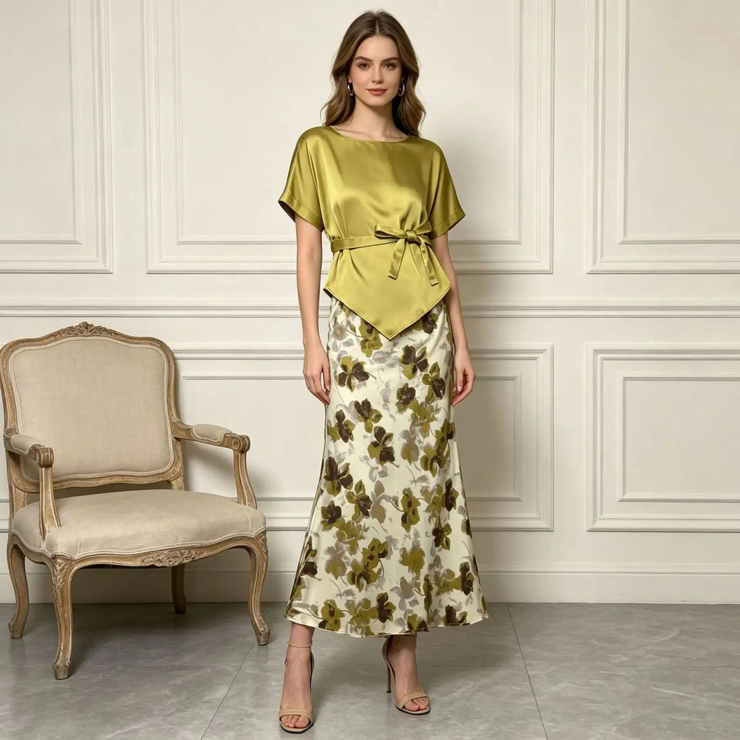Ravishing Two Pieces Printed Skirt Dress