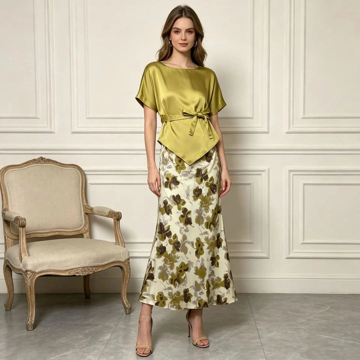 Ravishing Two Pieces Printed Skirt Dress