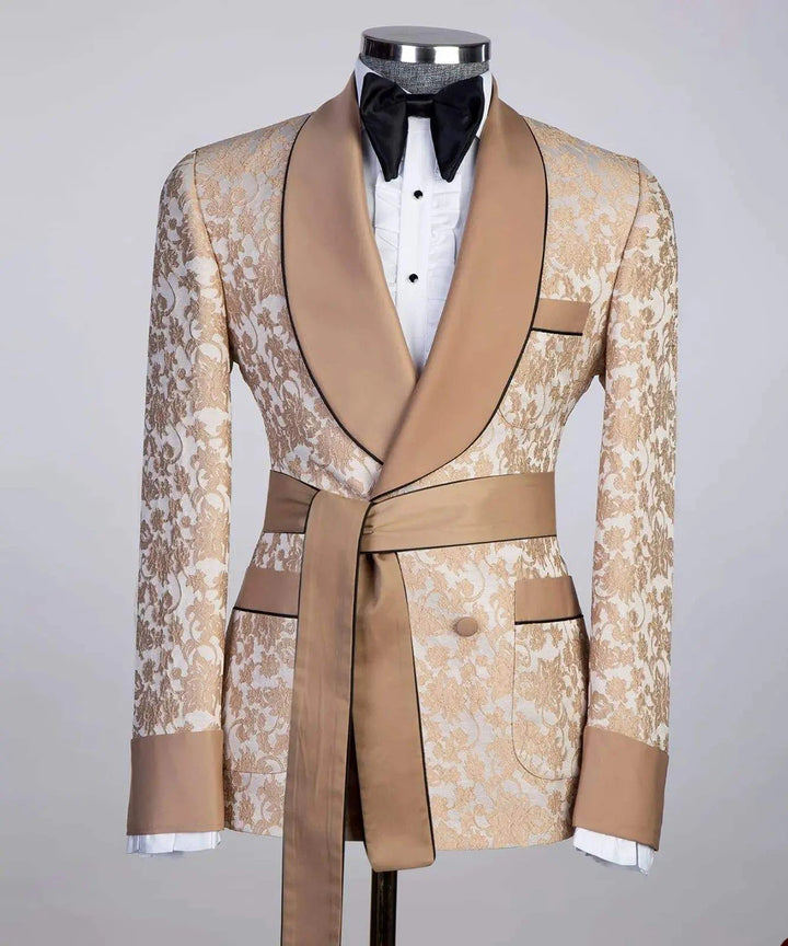 Sleek Jacquard Men's Wedding Suit