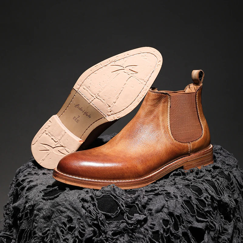 Classic Point-Toe Leather Chelsea Boots