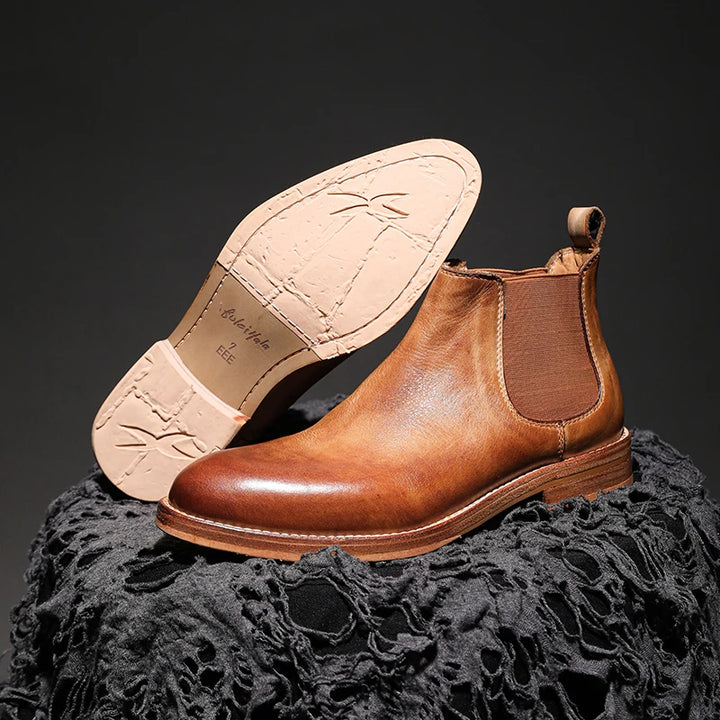 Classic Point-Toe Leather Chelsea Boots