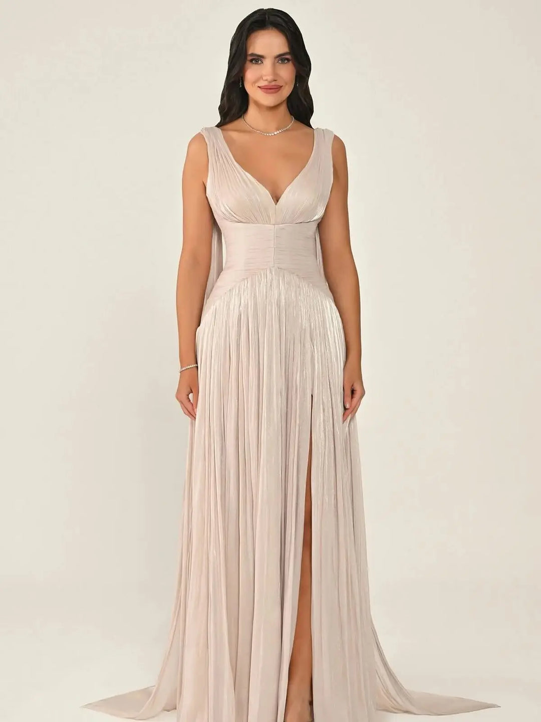 Lovely High Slit Lace-Up Prom Gown