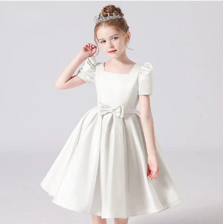 Elegant Square Collar Girl's Evening Dress