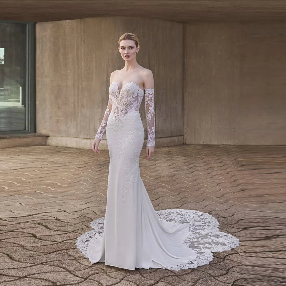 Stunning Button Back Court Train Bridal Dress