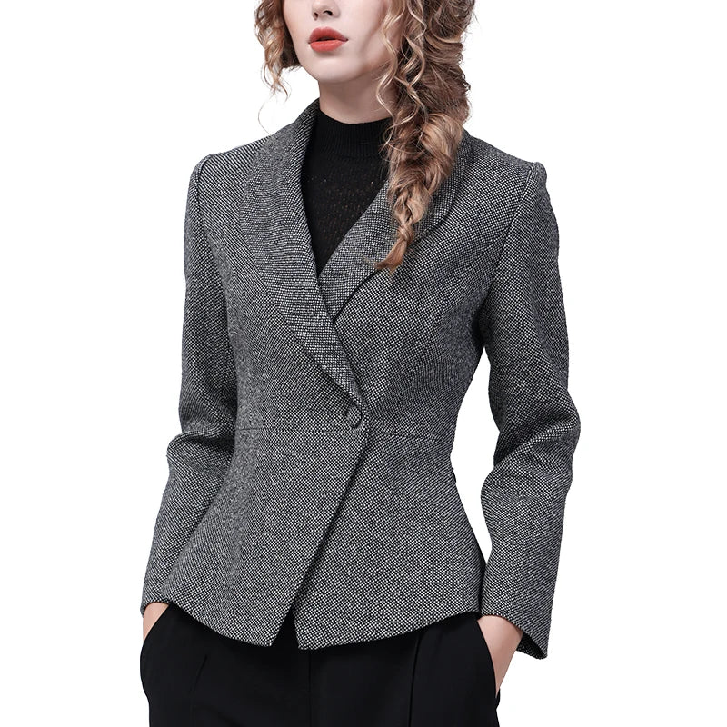 Refined Woolen Short Blazer