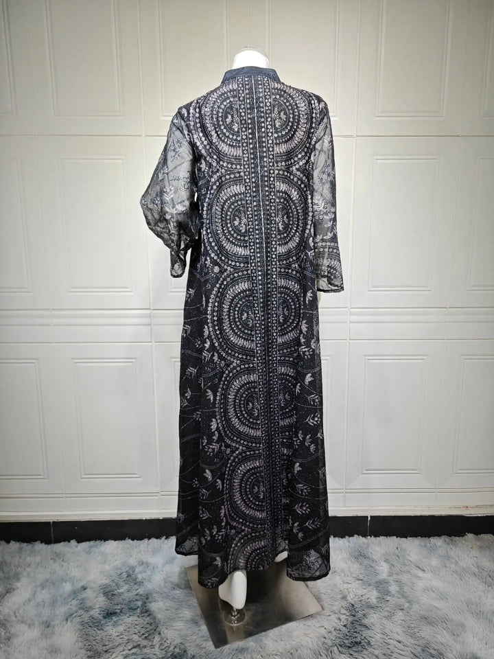 Aesthetic Floral Print Abaya Dress