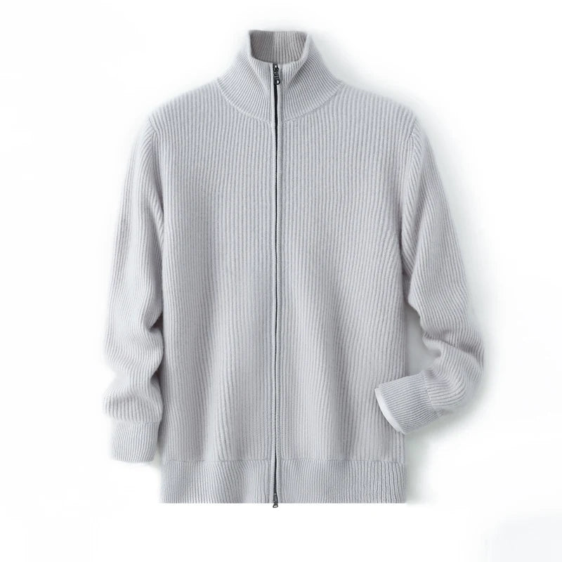Cardigã de Cashmere Confortável com Zíper Duplo