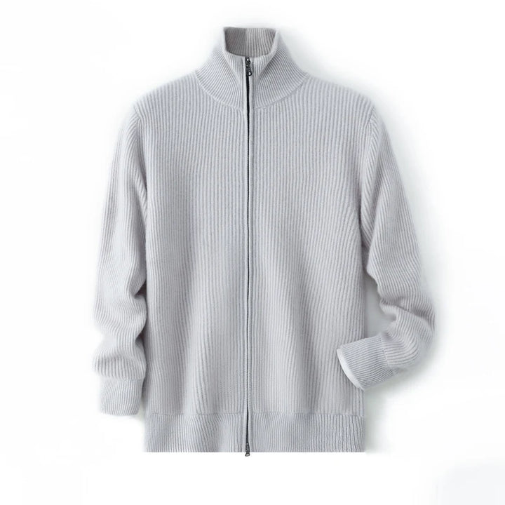 Cardigã de Cashmere Confortável com Zíper Duplo