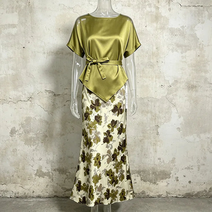 Ravishing Two Pieces Printed Skirt Dress