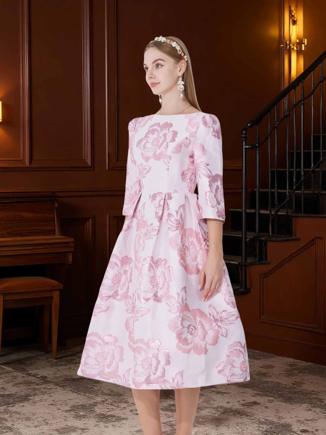 Total Appeal Three-Quarter Flared Sleeves Dress