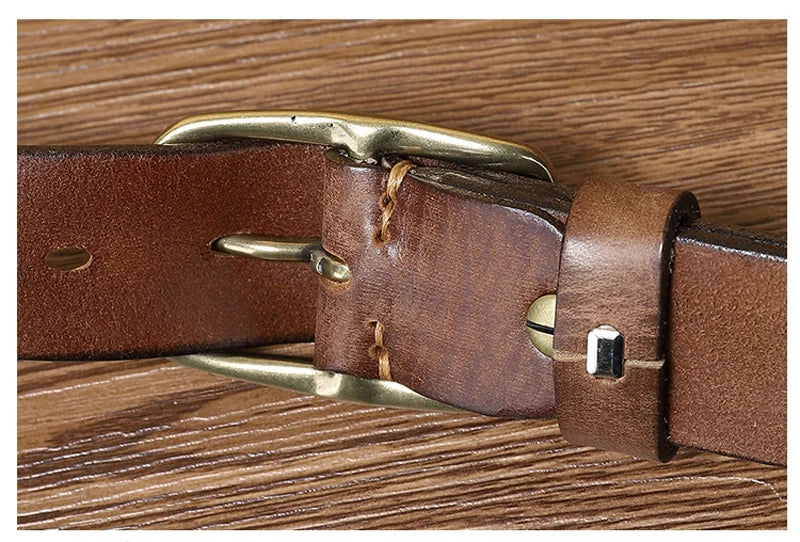 Vintage Copper Buckle Leather Belt