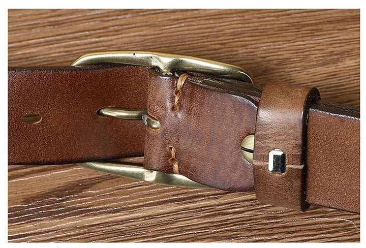 Vintage Copper Buckle Leather Belt